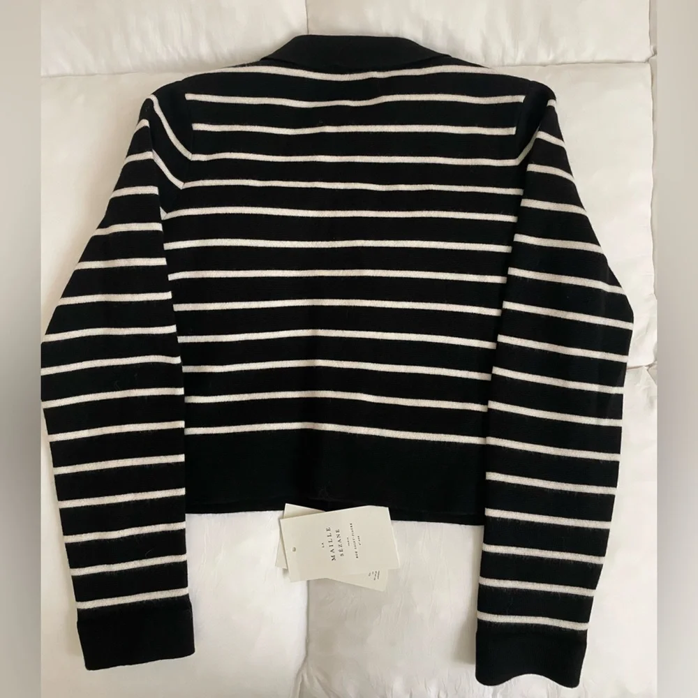 New Sezane Betty Cardigan Black with White Stripes XS - Picture 2 of 8